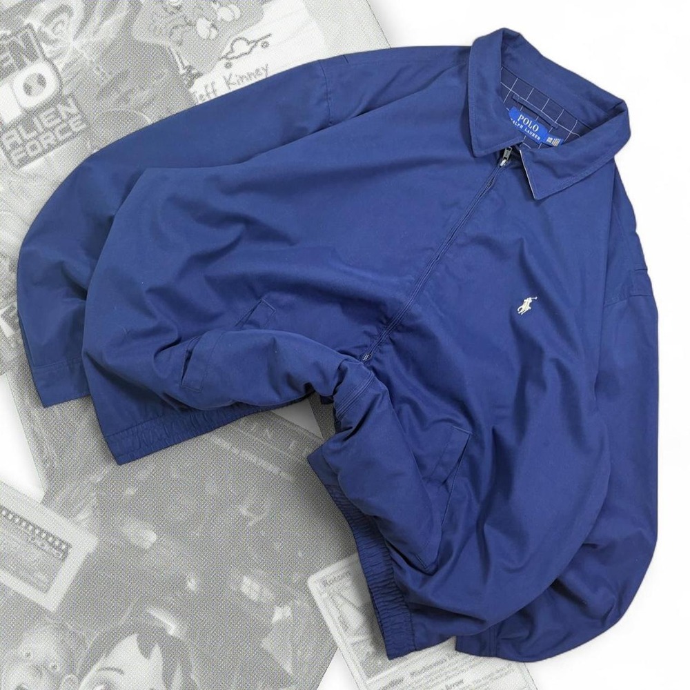 Navy Blue Polo Ralph Lauren Bi Swing Harrington Bomber Jacket Full Zip Plaid 3X